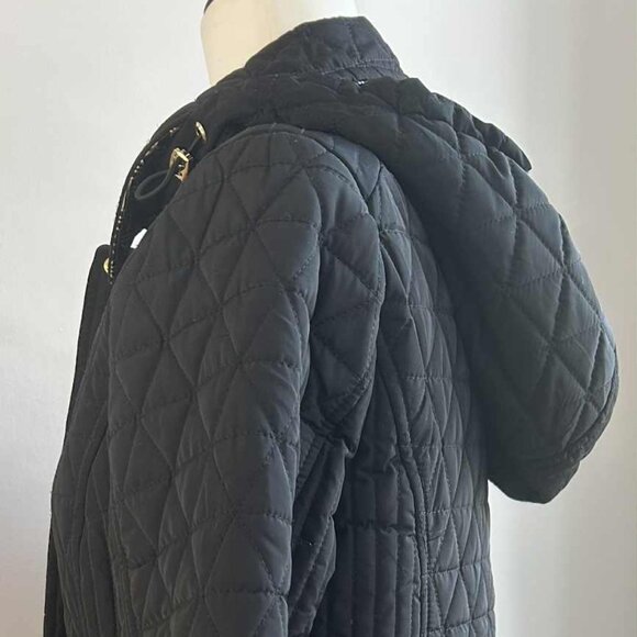 London Fog Black Quilted Field Jacket w/ Removable Hood and Gold Hardware – US S - Picture 10 of 15